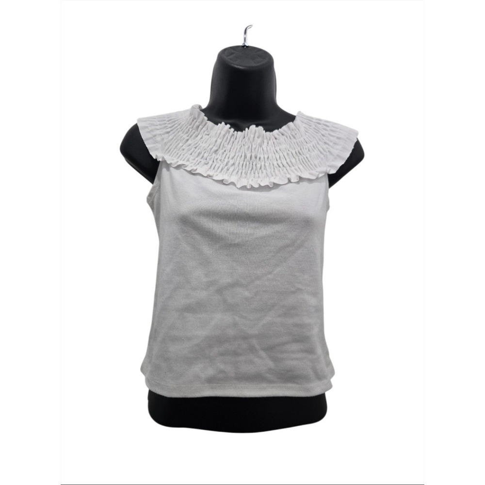 Zara Trafaluc White Smocked Off-the-Shoulder Tank Top - Small